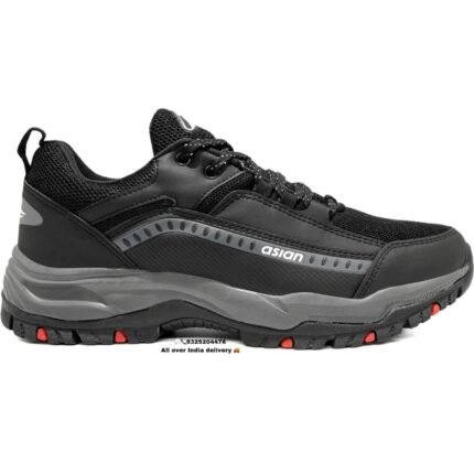 ASIAN Men's Everest-01 Sports Trekking & Hiking,Walking Shoes with Rubber Outsole & Memory Foam Insole Lace-Up Shoes for Men's & Boy's ( Black colour )
