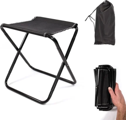 Portable Camping Folding Stool with Pouch, Small Lightweight Collapsible Camp Stool Aluminum Compact Ultralight