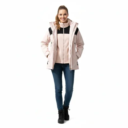 Polar Pro Double Jacket | Fleece Jacket with Windcheater | All Weather | 3 in 1 | Pink